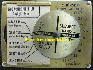 Cine-Kodak Model E No 82329 exposure table ;10%